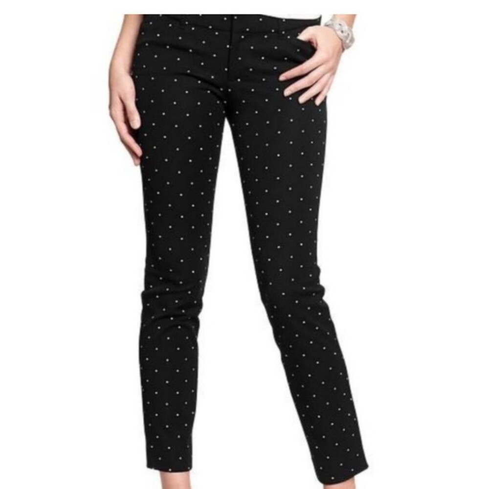 Old Navy Pixie Pants Women Size 12P Petite Polka Dot Black Career Office